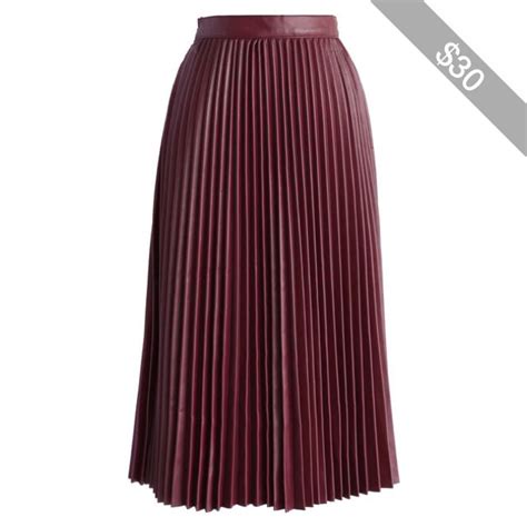 Chicwish Pleated Faux Leather Midi Skirt In Wine Faux Leather Midi Skirt Fashion Clothes Design