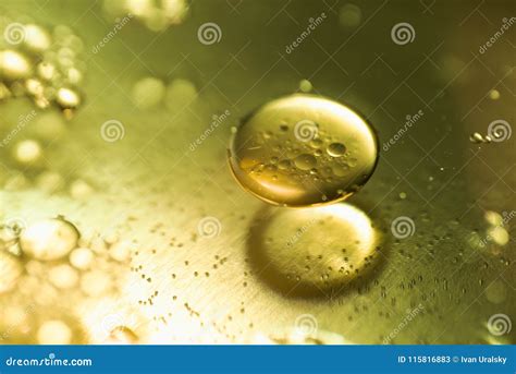 Oil Drops And Bubbles On A Metal Gear Engine Surface Closeup Photo Stock Image Image Of