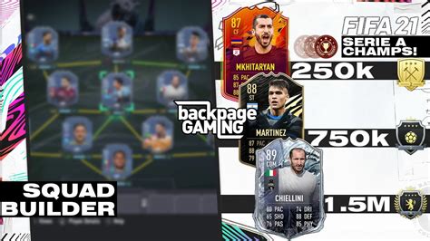 FIFA 21 BEST SERIE A TEAMS FOR CHAMPS 250k 750k 1 5m FIFA 21