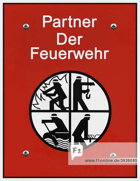 Schild Partner der Feuerwehr mit Feuerwehrsymbolen Retten Löschen