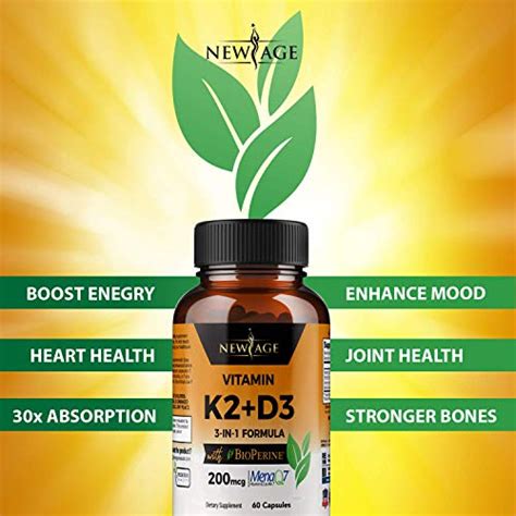 2 Pack Vitamin K2 Mk7 With Vitamin D3 Supplement With Bioperine K2d3 Comlex 3 In 1 Formula