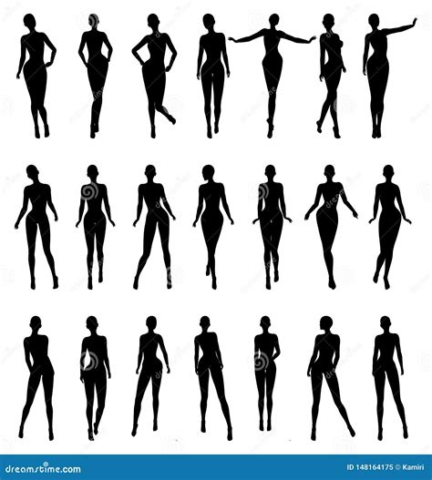 Naked Female Silhouette Fashion Model Pose Set Stock Vector Illustration Of Fashions Pose