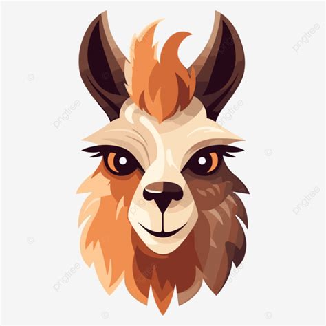 Llama Face Vector Sticker Clipart Black And Brown Cartoon Drawing Of