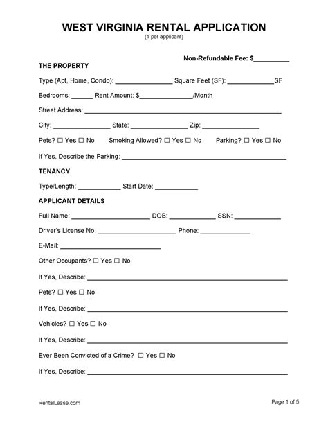 Free West Virginia Rental Lease Agreement Templates Pdf Word