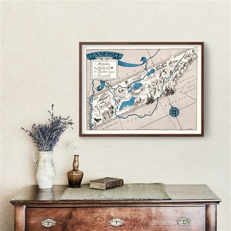 Vintage Map of Tennessee 1931 by Ted's Vintage Art