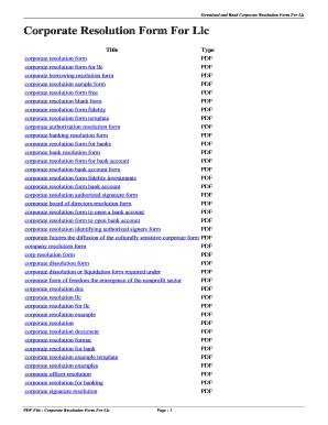 Fillable Online Corporate Resolution Form For Llc Corporate Resolution