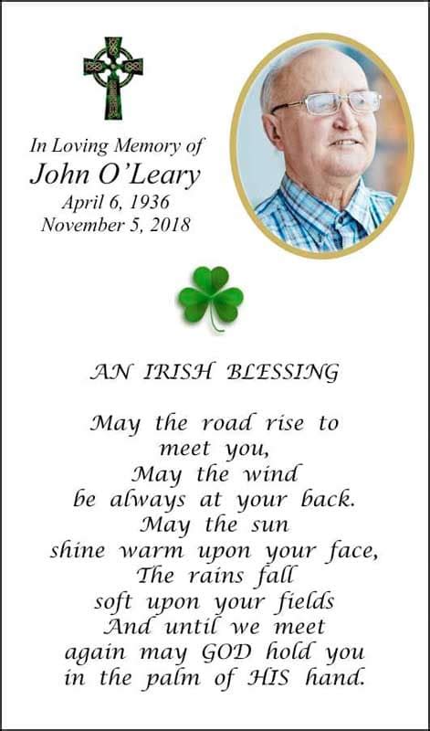 Irish Blessing Prayer Card Funeral - Blogs