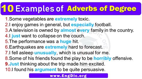 10 Examples Of Adverbs Of Degrees In Sentences EngDic