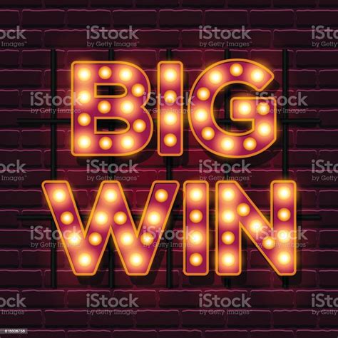 Big Win Retro Banner Template With Lightbulb Glowing Stock Illustration