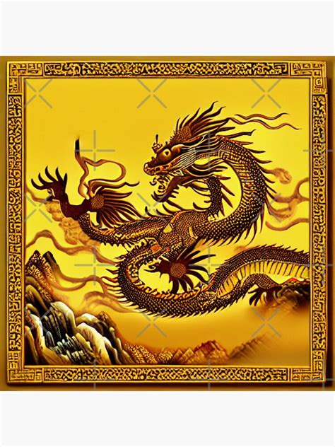 Golden Chinese Dragon Art Sticker For Sale By Playdifferent Redbubble