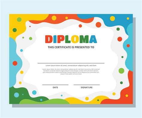 Plantilla de certificado de diploma para niños Vector Premium