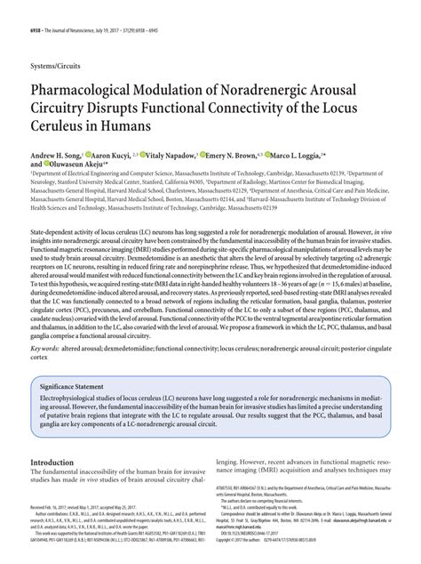 Pdf Pharmacological Modulation Of Noradrenergic Arousal Circuitry