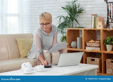 Businesswoman Working At Home Stock Photo Image Of Indoor Retirement