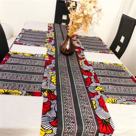 chemin de table 6 sets réversibles Décoration intérieure africaine