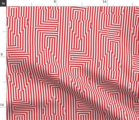 Red And Whites Hearts Stripes Fabric Spoonflower