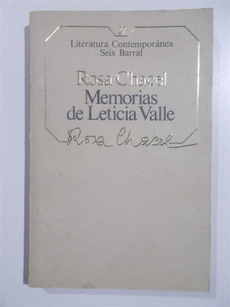 Memorias De Leticia Valle By Rosa Chacel Bien Tapa Blanda 1985