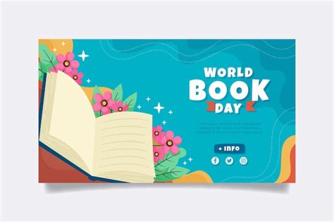 Free Vector Flat World Book Day Horizontal Banner