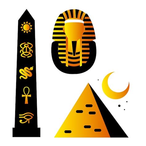 Conjunto de iconos de egipto de colores ilustración vectorial Vector