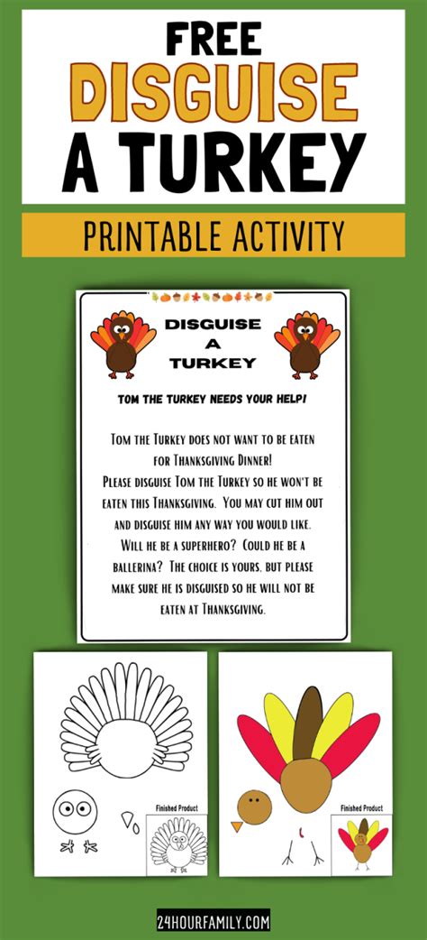 Free Disguise A Turkey Printable Activity Turkey Trouble Activities Turkey Template Free