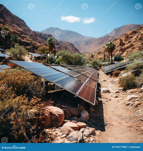 A Solar Panel Farm In The Desert Stock Illustration Illustration Of