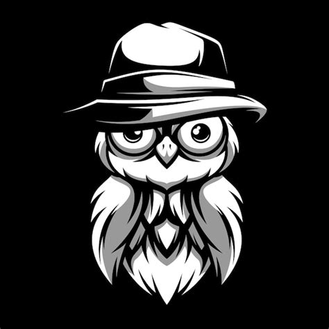 Premium Vector Owl Black And White Mascot Design