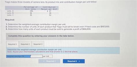 Solved 1 Determine The Weighted Average Contribution Margin Chegg