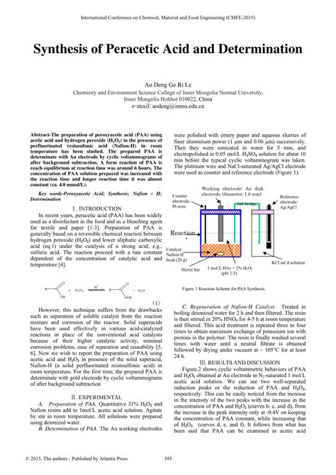 PDF Synthesis Of Peracetic Acid And Determination