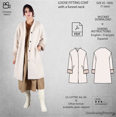 Women Coat Pattern Winter Coat Pattern Long Coat Sewing Etsy