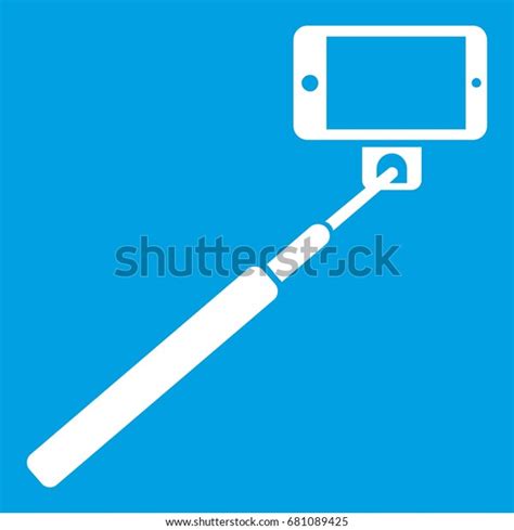 Selfie Stick Smartphone Icon White Isolated Stock Vector Royalty Free