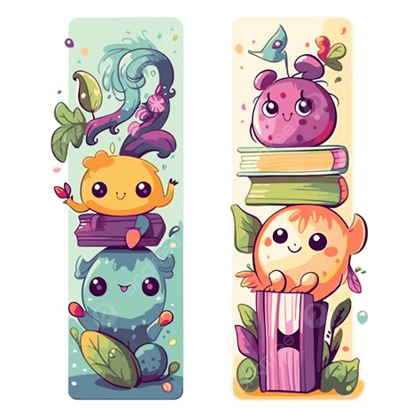 Bookmark Clipart Two Cute Bookmarks With Colorful Monsters On The Top