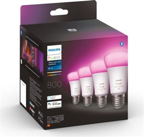 Philips Hue White And Color Ambiance 800 LED Bulb E27 6 5W 4er Pack Ab