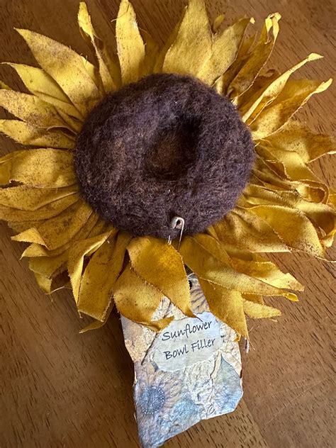 Needle Felted Shabby Primitive Bowl Filler Sunflower Bowl Filler