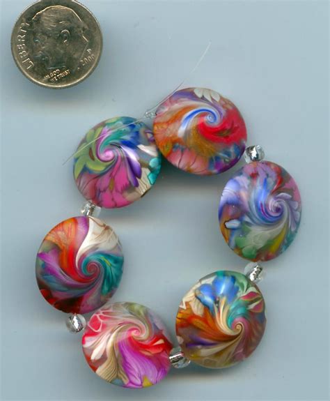 Jenn Ross Polymer Clay Swirled Lentil Floral Beads A Photo On