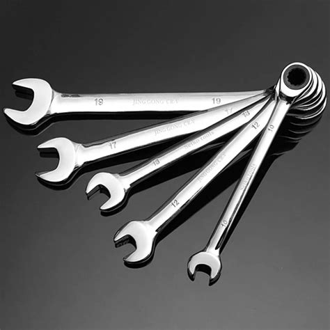 15mm Adjustable Clank Ratchet Wrench Spanner Tool Set Flexible Head