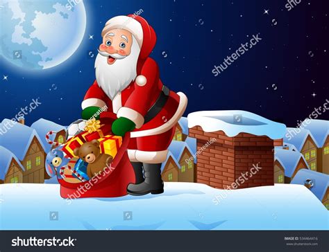 Cartoon Santa Clause Holding Bag Presents Stock Vector Royalty Free