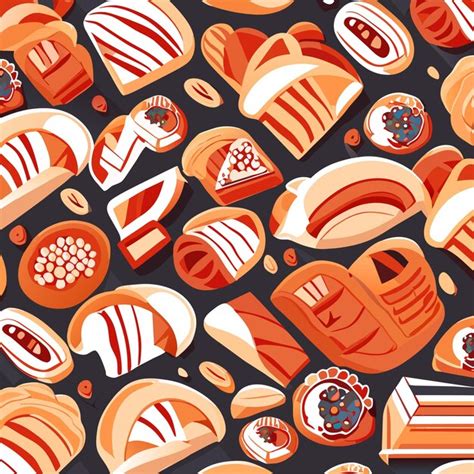 Panadería Sin Patrón O Diseño De Fondo Doodle Ilustración Vectorial Vector Premium