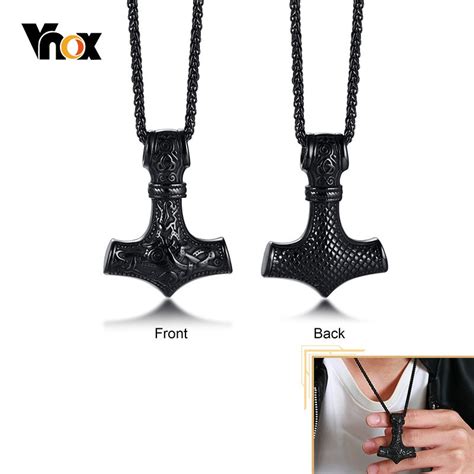 Men S Sheep Thor Hammer Punk Rock Pendant Necklace Stainless Steel