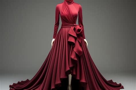 Premium AI Image | The long maroon color dress embodying a deep and ...