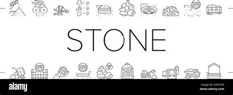 Crushed Stone Mining Collection Icons Set Vector Stock Vector Image