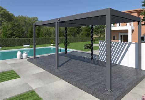 Pergola bioclimatique Ombréa en aluminium 3 x 6 m autoportée