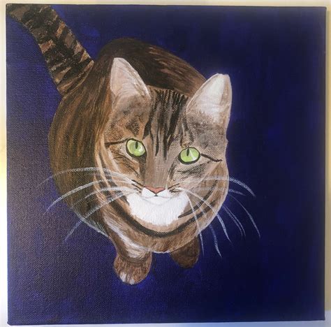 Custom Hand Painted Pet Portrait On Solid Color Background Acrylic On