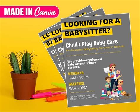 Nanny Service Flyer Diy Canva Nanny Service Templates Etsy In 2022