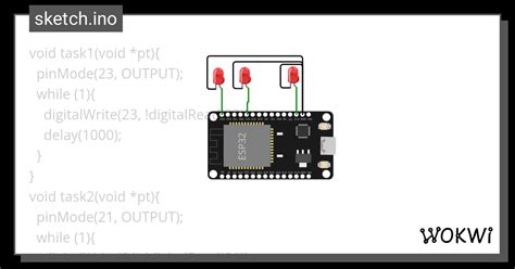 Freertos 多任务点灯 Copy Wokwi Esp32 Stm32 Arduino Simulator