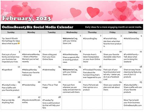 February 2023 Social Media Posts Calendar