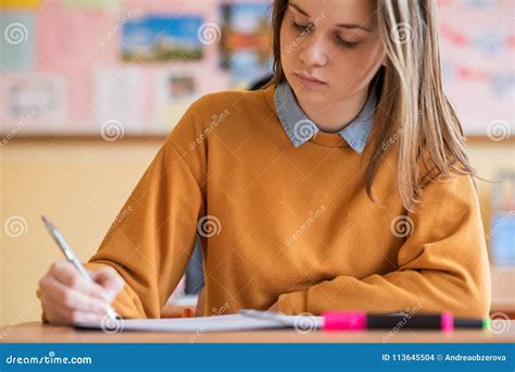 Students Taking Exam In Classroom Education Test Stock Photo Image