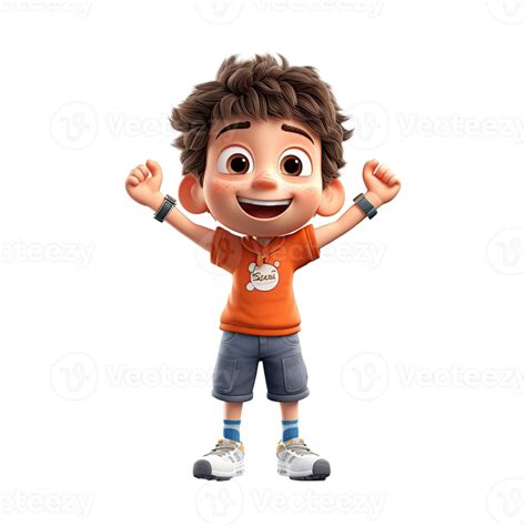 3d Happy Cartoon Boy On Transparent Background 243464