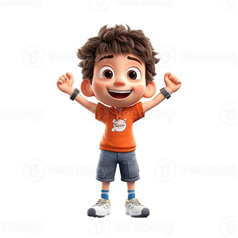 3d Happy Cartoon Boy On Transparent Background 24346383 Png