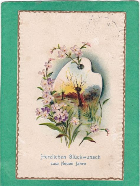 Kitsch Landschaft Blumen Neues Jahr Reliefkarte 1914 Kaufen Auf Ricardo