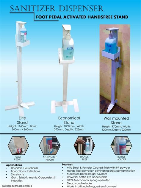 Mild Steel Floor Mounted Hands Free Foot Dispenser Stand Pump Bottle