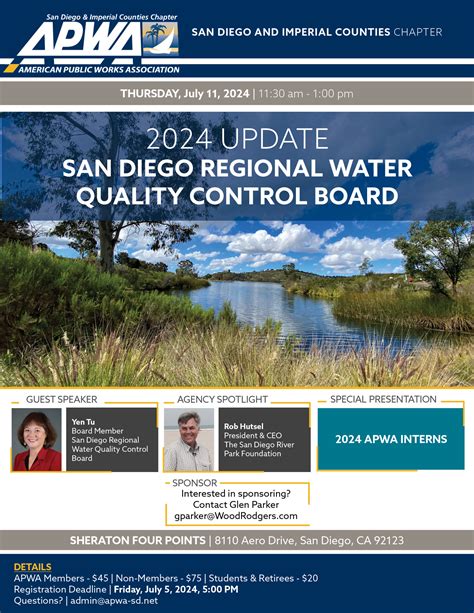 Apwa July 2024 Lunch Meeting San Diego Regional Water Quality Control